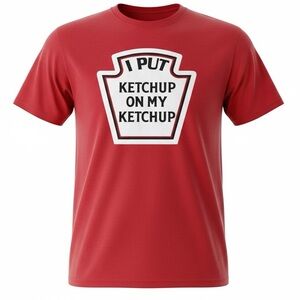 👛 (ANY 2/$20) M&O GOLD 100 Percent Cotton Statement Short Sleeve Red Tee